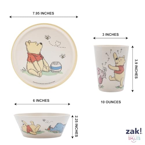Image of Zak Designs Disney Winnie the Pooh Kids Dinnerware Plate Bowl & Tumbler