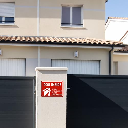 Image of CVANU Dog Inside in Case of Emergency Please Save Our Dog Warning Safety Self-Adhesive Waterproof PVC Vinyl Sign Sticker Size (11.7inchX8.3inch) Pack of 10