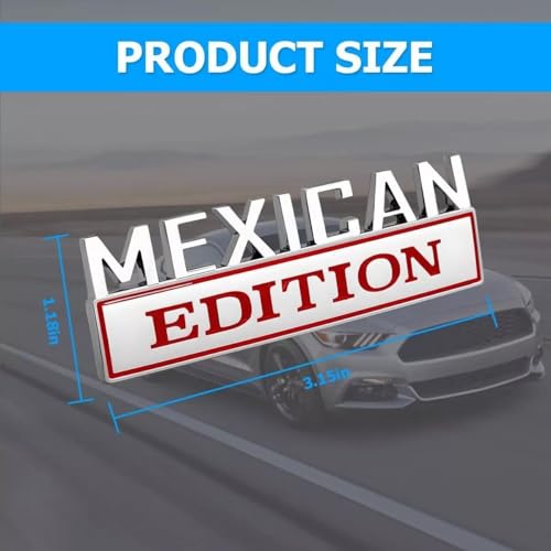 Image of Pair Set Mexican Edition Emblem 3D Badge Decal Car Sticker Adhesive Replacement for Universal Car Truck SUV (Silver Red)
