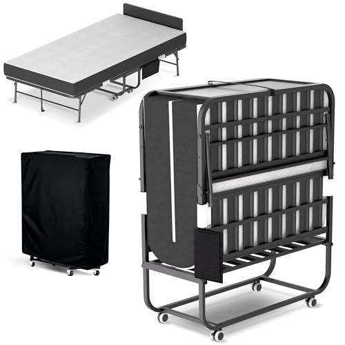 Folding Bed with Mattress,Rollaway 5-Inch Memory Foam Foldable Guest Bed for Adults,500lbs Capacity...