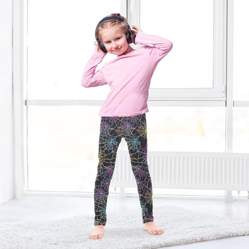 ALAZA Girls' Leggings Children's Yoga Pants Skinny Printed Dance Webs Black Comfortable 4T3