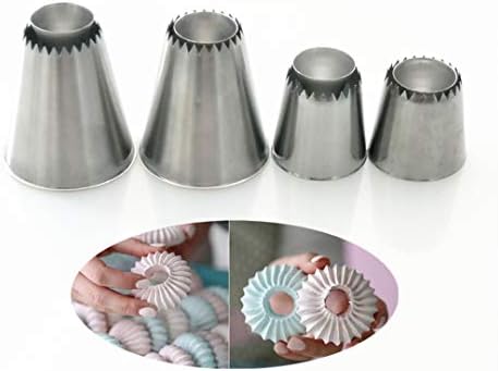 EXFEA 5-teilige Spritztüllen Set Mit Korbgeflecht-Optik - Edelstahl Deko-Spitzen Für Kuchen