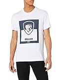 Jersey cotone basico 30/1 Blauer T-Shirt Bicolore Scudo Maglietta a Maniche Corte, Bianco (100 Bianco Ottico), L Uomo