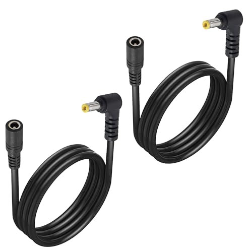 Jienk 2PCS 3FT 18AWG Right Angle DC5.5mm x 2.5mm Power Extension Cable