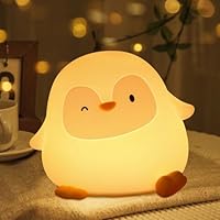 Pipihome Penguin Night Light, Penguin Gifts for Kids, Baby Night Light Touch Control, Cute Penguins Bedside Lamp Rechargeable with Timer, Silicone Table Lamp Dimmable, Bedroom Accessories
