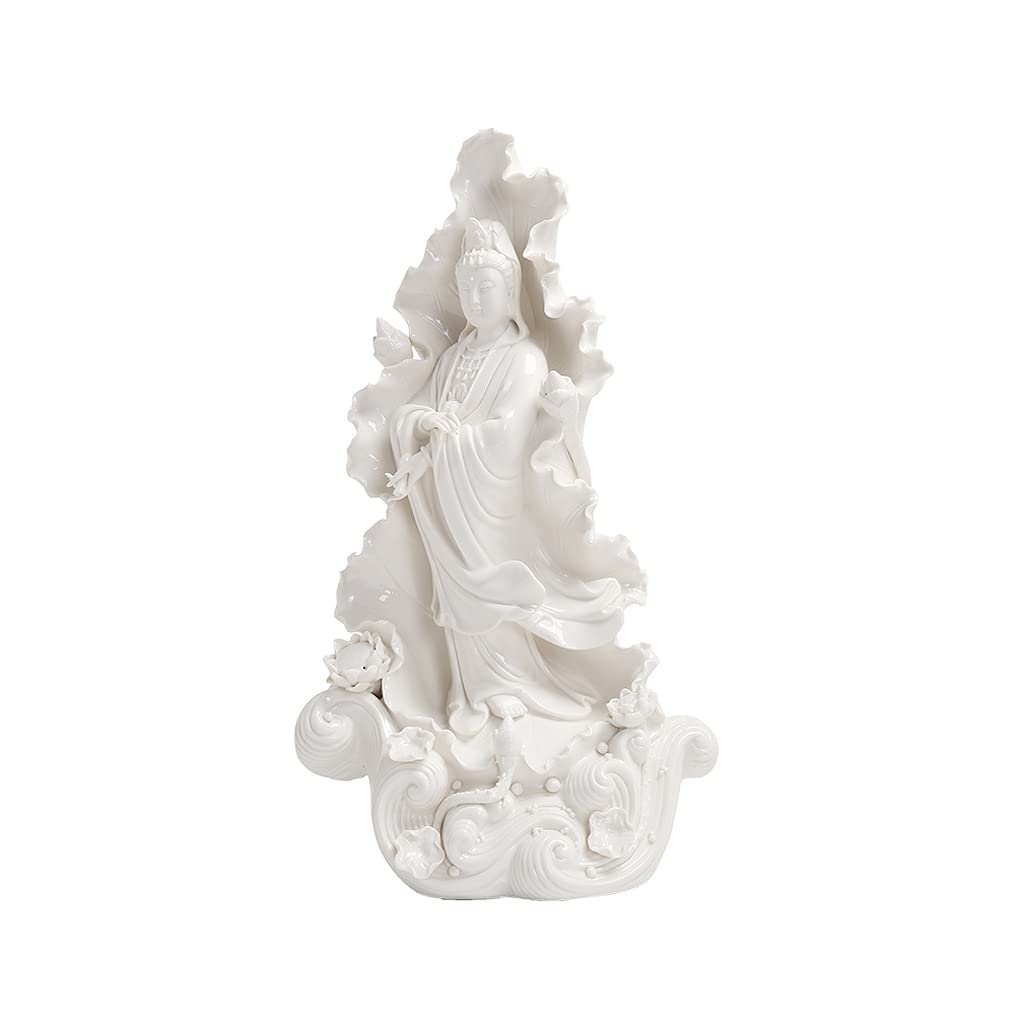 Koseco White Buddah Figurinesbuddha Statues For Home Kwan Yin Statue Standing Buddha Statues, Ceramics Guan Yin Figurines Buddha Statues For Home Decor, Kuan Yin Buddah Statute Collectibles Praying Buddha Statue