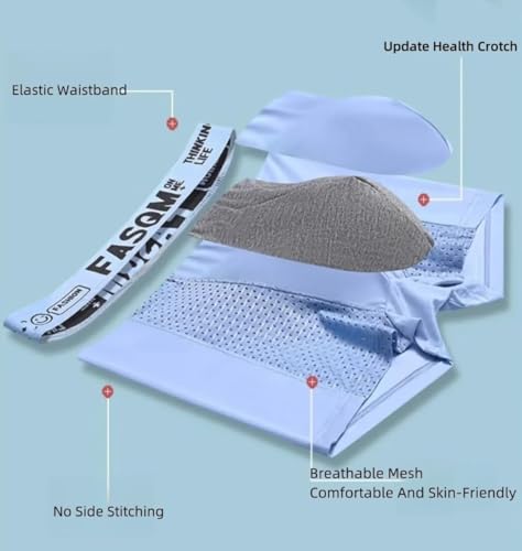 Men's Mesh Ice Silk Underwear Box Briefs Breathable Ultra-thin Underwear Trunks Underpanties Multipacks(4-6)3