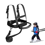 スキースノーボードハーネス 子供用 初心者に最適 スキー ショルダーハーネス スキー用リーシュ スキートレーニング用つりひも スケート スケートボード ローラースケート トレーニング用 練習補助 (黒いストラップ+リードロープ+引き締めポケット)