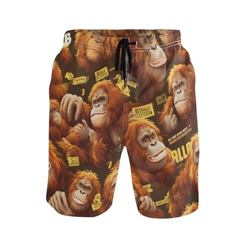 Short de bain élastique homme maillot de vacances imprimé gorille
