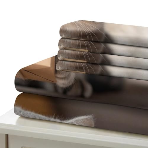 Parure de lit chat microfibre housse de couette single 135x200cm