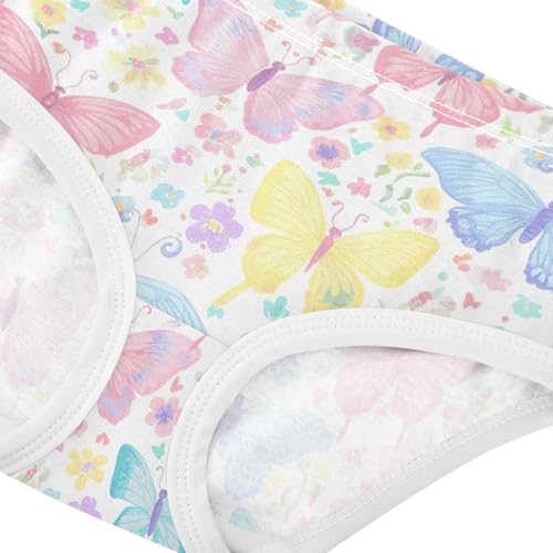 Joisal Cotton Girls Underwear Toddlers Pastel Butterflies Flowers Print Panties Little Girl Funny Underpants Briefs 2t4