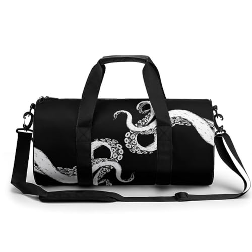 Gym sac de sport poulpe noir et blanc duffel bag voyage 45cm