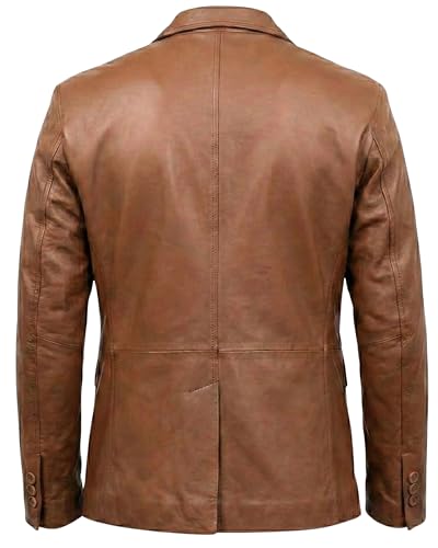 Image of Men's Leather Blazer - Lambskin Leather Blazer Men Genuine Leather Jacket Blazers - Men's Real Leather Sport Coat