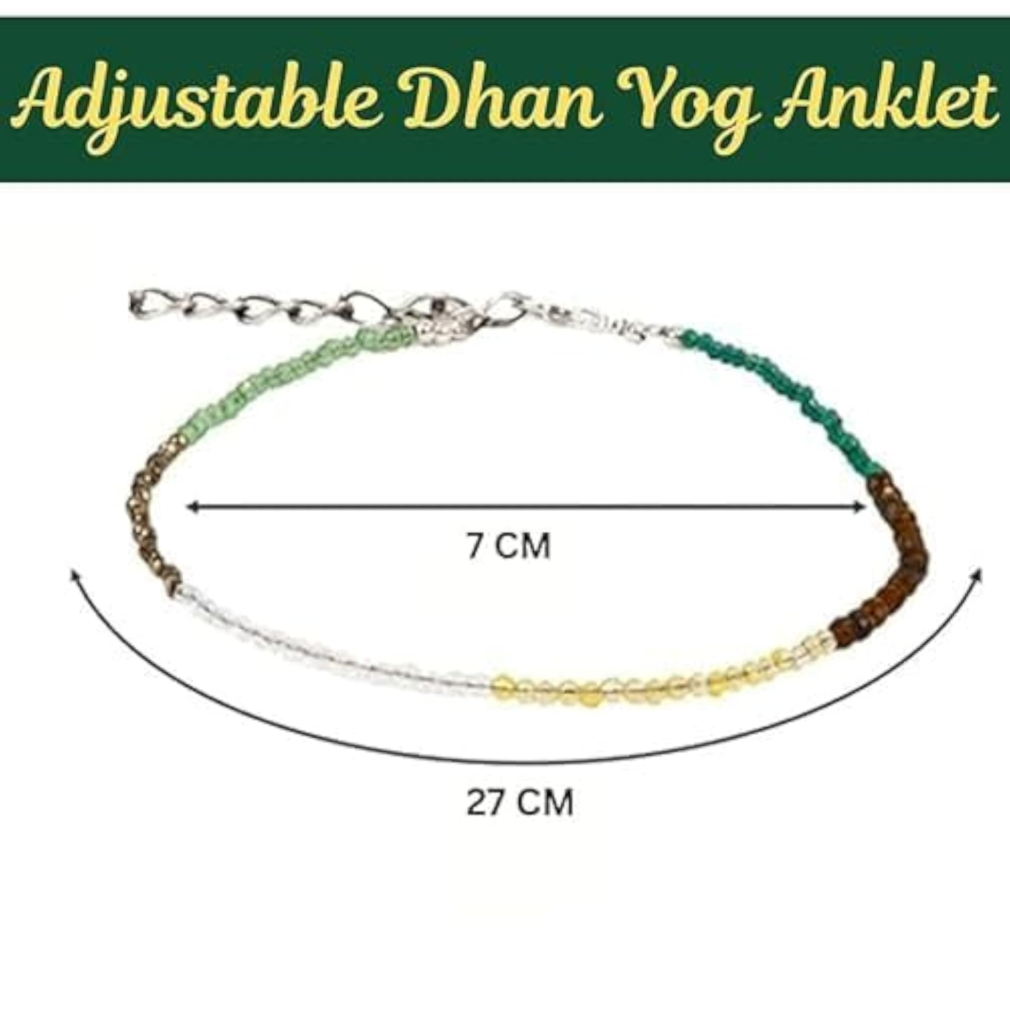 Women's Natural Stone Healing Crystal Anklet, Adjustable