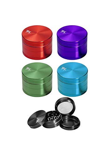 Black Leaf Kräuter-Mühle, Metall-Grinder, CNC-Grinder, ALU-Grinder | 4-teilig | 37 x 50 mm | Diamantschliff-Zähne | grün… – Bild 3