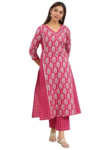 Image of Libas Printed Cotton Straight Kurta with Trouser