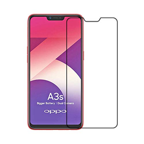 Image of Tempered Glass Screen Protector Compatible For Oppo A3S Full Screen Coverage (Except Edge to Edge) and Free Complete Easy Installation kit.