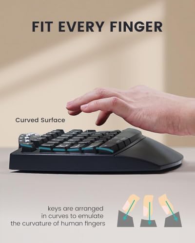 Perixx PERIBOARD-512B Wired Ergonomic Keyboard - Split Keyboard, Wrist Rest, Natural Typing - Wired USB Connectivity - US English - Black - 4