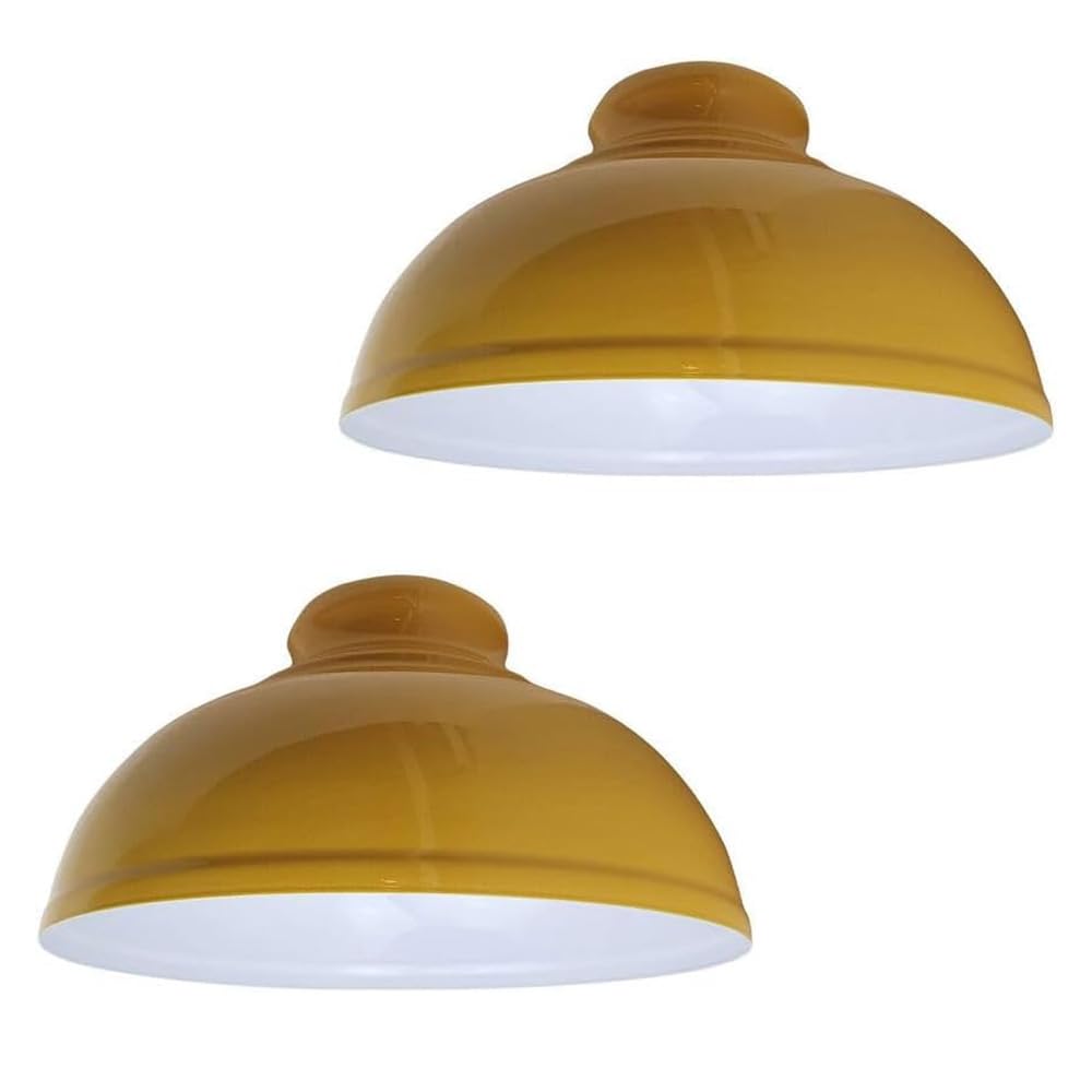 LEDSone 2 Pack Retro Ceiling Light Easy Fit-Pendant Metal-29cm Curvy lampshade-Modern Industrial Vintage Look Lamp Shade for Living Room (Yellow - 2 Pack) — image 1
