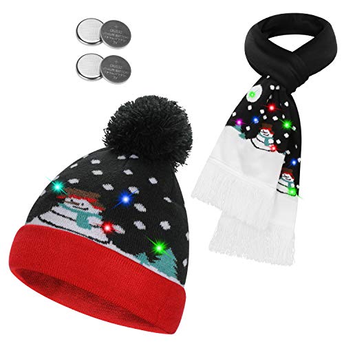 QKURT Gorro Unisex con luz LED, Colorido Gorro de Navidad de Navidad...