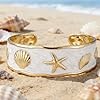 YBMYCM Chunky Cuff Bracelets for Women Boho Shell Wrap Bangle Irregular Hammered Open Adjustable Bracelets #5