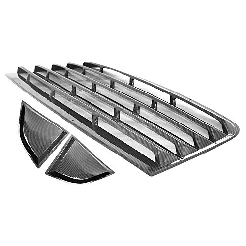 IKON MOTORSPORTS Window Louver, Compatible With 2008-2021 Dodge Challenger, IKON XE Style Carbon Fiver Print PP Rear Window Louver & Side Quarter Scoop Louvers