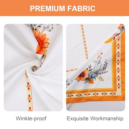 Arquiel Floral Printed Tablecloth, Rectangle Orange Flower Table Cloth Waterproof - Image 3