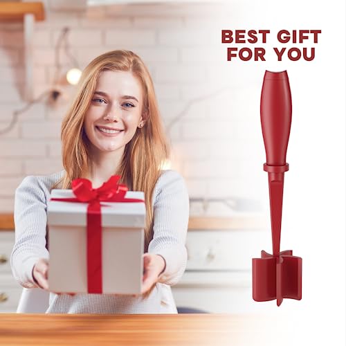 Image of Meat Chopper, Upgrade Hamburger Smasher, Premium Heat Resistant Meat Masher for Ground Beef, Ground Turkey and More, Non Stick Mix Grinder-Red | Heat Resistant, 5 Nylon Blade, Burger Grinder Potato Mix Tool, Meat & Poultry Tenderizers, Dishwasher Safe, Red