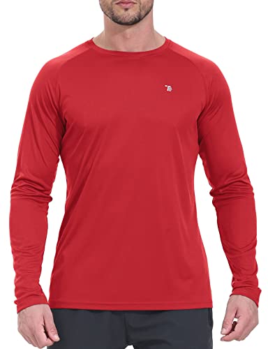 Rdruko Men's Hiking Shirts Long Sleeve Upf 50+ Lightweight Outdoor Rash Guard Swim Shirts(Red, Us M) #TOP5