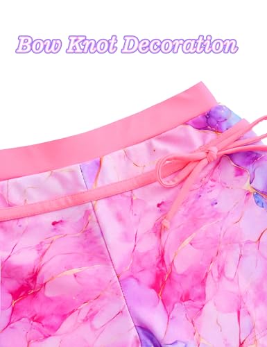 Image of Girls Swimsuits 2 Piece Summer Boyshort Bathing Suit Rash Guard Swimwear for Kids Child Beach with Sun Protection
