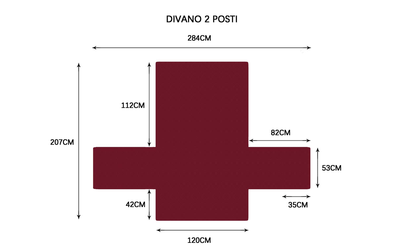 sevi's Copridivano 2 Posti con Braccioli - Copridivano Impermeabile - Reversibile - Antigraffio Gatto - Antimacchia - OEKO-TEX - Copri Divano Trapuntato in Microfibra (2 Posti, Vino Rosso)