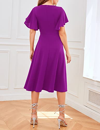 Image of Bridesmay Women's Formal Wedding Guest Dress for Women 2026 Short Sleeve Fit and Flare Tea Party Dresses