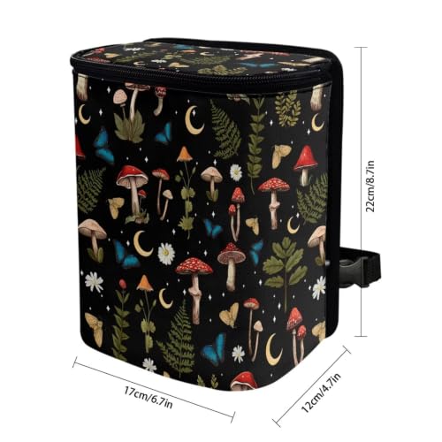 Image of Hanging Garbage Bin Mushroom Butterfly Floral Cute Car Accessories Multipurpose Trash Bin Decoration Car Interior for Women Men