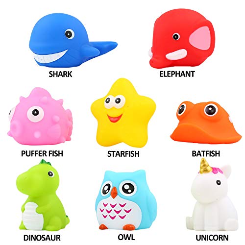 Image of Bath Toys, 8 Pcs Light Up Floating Rubber Animal Toys Set, Flashing Color Changing Light in Water, Baby Infants Kids Toddler Child Preschool Bathtub Bathroom Shower Games Swimming Pool Party