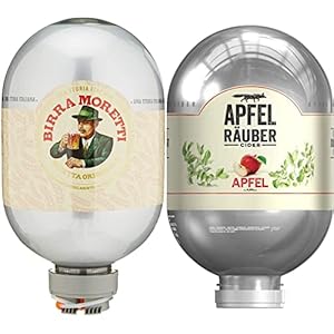 Birra Moretti Helles Bier, 8 l Fass & Apfel Räuber Cider, 8 l Fass