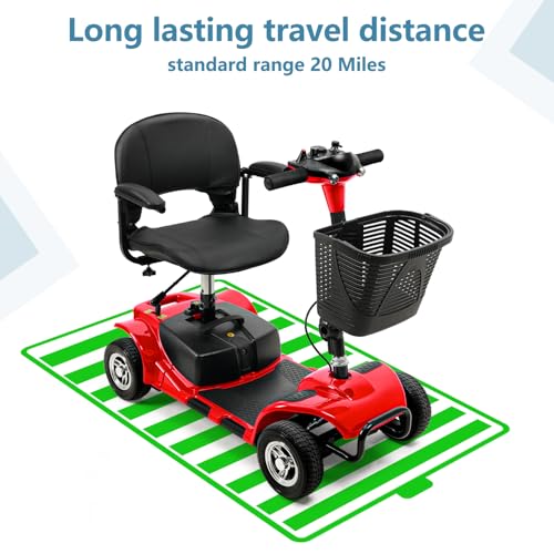 VERPAL 4 Wheel Mobility Scooters for Adults Seniors, Folding Mobility Scooter, 265 lbs Capacity Electric Scooter with Basket, Powered Mobility Scooter for Travel, Long Range Power Battery, Red
