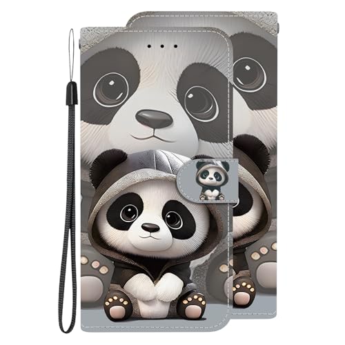 Image of BLOTECH for Samsung Galaxy S6 Flip Folio Cover,Q-cute Panda Pattern Pattern Painting Magnetic Kickstand Protective Colorful Glossy PU Leather Book Wallet Case Cover for Samsung Galaxy S6