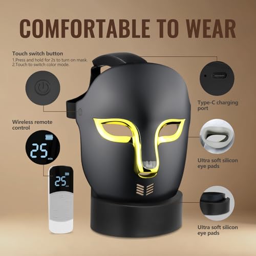 Image of FSA Red Light Therapy Mask for Face,4 Modes HSA LED Face Mask Light Therapy,Acne Removal Wrinkles&Redness Anti-Aging,2000mAh Rechargeable,Wirless Remote,Infrared Photon Facial Mask for Travel Yoga