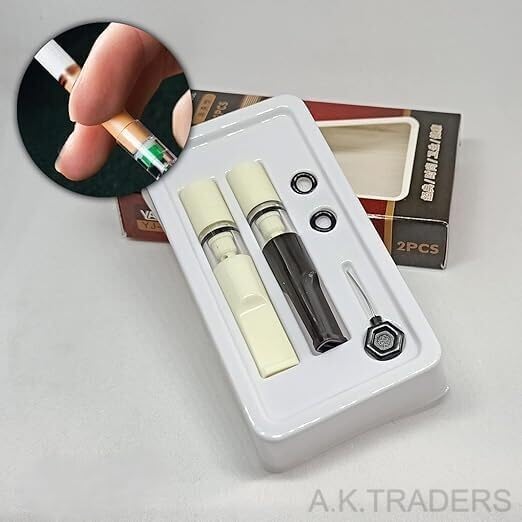 A.K.TRADERS Cleaning Reusable Ash Filter Cigarette Holder - Reduce Tar Smoke Tobacco - (Standard, Silver and Brown, 2 Pieces) Lightweight Compact Design Easy Maintenance Smoking Accessory 4