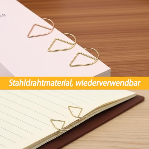 Büroklammern Motiv, 200 Goldene Tropfen Büroklammern, Dekorative Klammern für Büro, Schule und Zuhause, Ideal für Dokumente, Notizen und Kreative Projekte