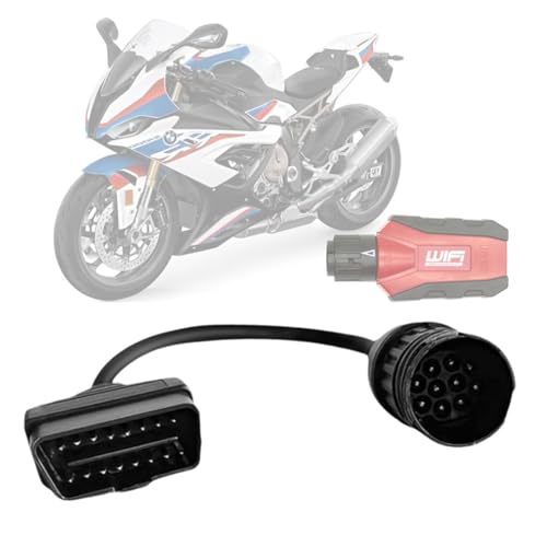 VZG OBD2 Adapter Cable for BMW Motorcycle 10Pin GS-911 Male to 16Pin Male OBDii Diagnostic Connector Compatible with GS-911 WiFi Scanner Tool for Euro 4 Motorbike of 2017 Model Year and Above