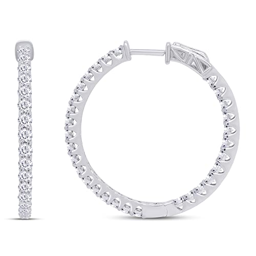 2.50 Carat to 3 Carat Moissanite & Lab Grown Diamond Inside Out Hoop Earrings for Women in 925 Sterling Silver (VVS1 Clarity) Fine Jewelry for Women, Gift For Her4