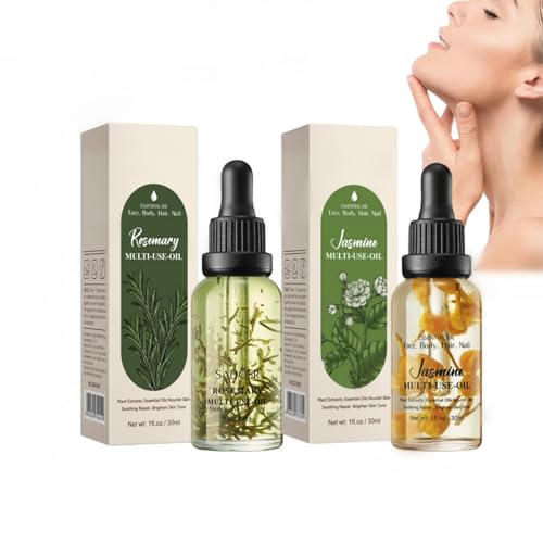 Rosemary & Jasmin-Mehrzwecköl set für Gesicht, Körper und Haare, Jasminöl & Rosmarinöl, Körpermassageöl für Massagetherapie, for Face, Body, and Hair