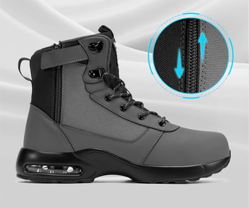 Image of LARNMERN Steel Toe Boot Men Non Slip Work Shoe Rainproof Safety Toe Sneaker Side Zipper Industrail Boot High Top Tactical Shoe