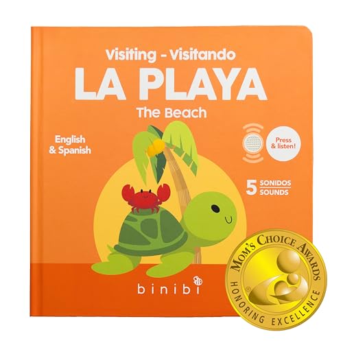 Image of Binibi Bilingual Sound Book for Toddlers 1–3 – Visitando La Playa, Ocean Sounds in Spanish & English, Interactive Board Book. Libro en Español para Niños.