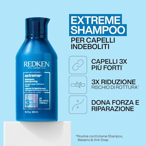 Redken |Shampoo Professionale Extreme, Trattamento Fortificante Per Capelli Danneggiati, 500 Ml - 4