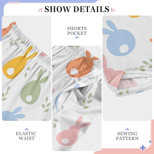 ZZXXB Colorful Bunny Boys Long Pants Soft Trousers Elastic Waist Kids Lounge Bottoms with Pockets S-XL4