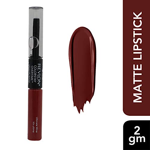 Image of Revlon Colorstay Overtime Lip Color, Glossy Finish - Ultimate Wine, 2ml + 2ml
