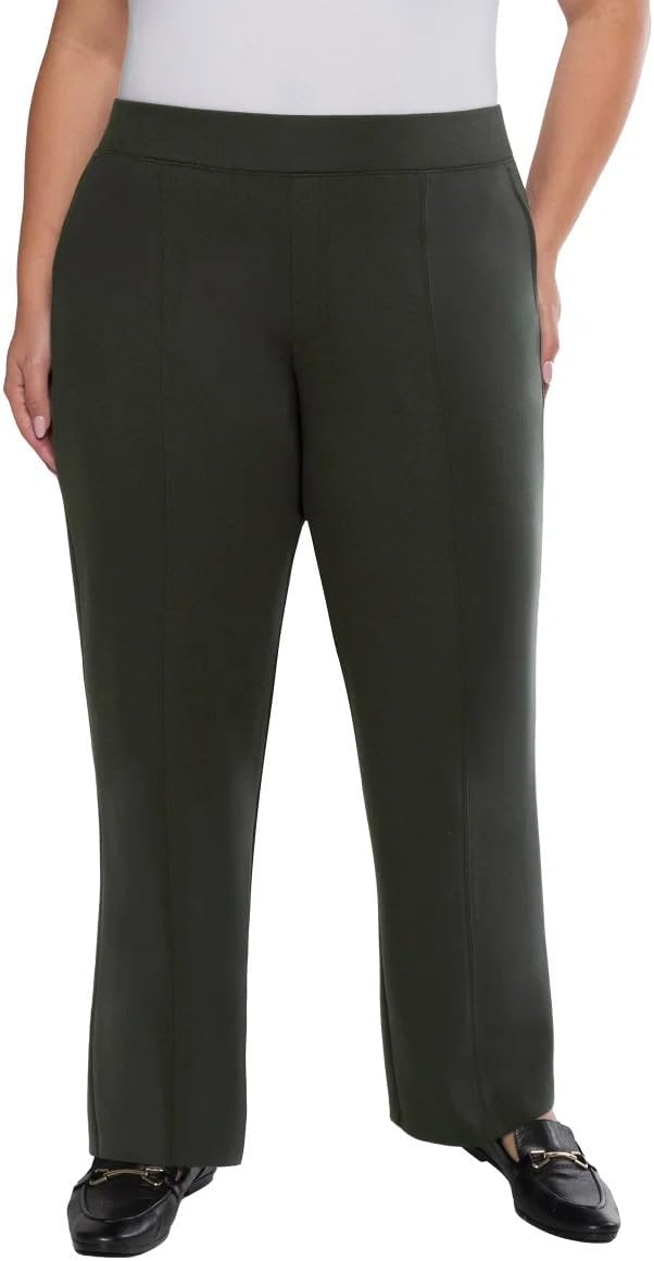 Matty M Women's Pull On Straight Leg Office Pants (US, Alpha, Small, Regular, Regular, Dark Olive) - Image 4