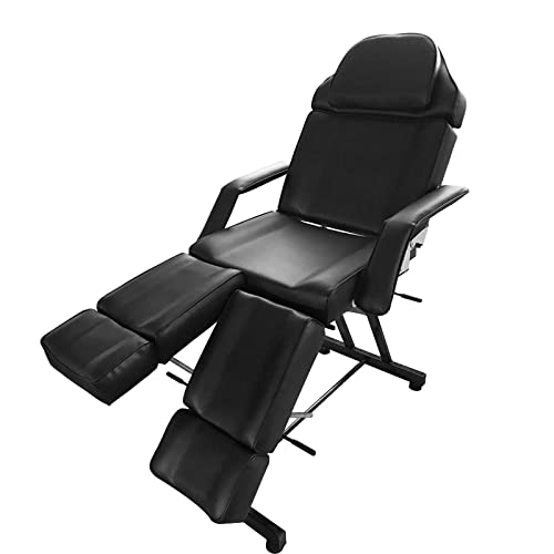 Panana Massage Table Split-Leg Tattoo Chair Adjustable Back Angle Removable Armrests and Headrests (Black)